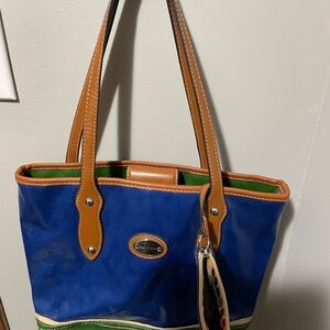 Franco Sarto Blue and Tan Handbag
